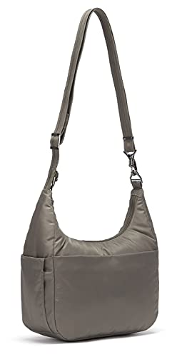 Pacsafe Cruise All Day Crossbody, große Damen Umhängetasche, kleine Anti-Diebstahl Tasche, Schultertasche mit Diebstahlschutz, Sicherheits-Features, 8 Liter, 31 x 34 x 10 cm, Graubraun/Ashwood