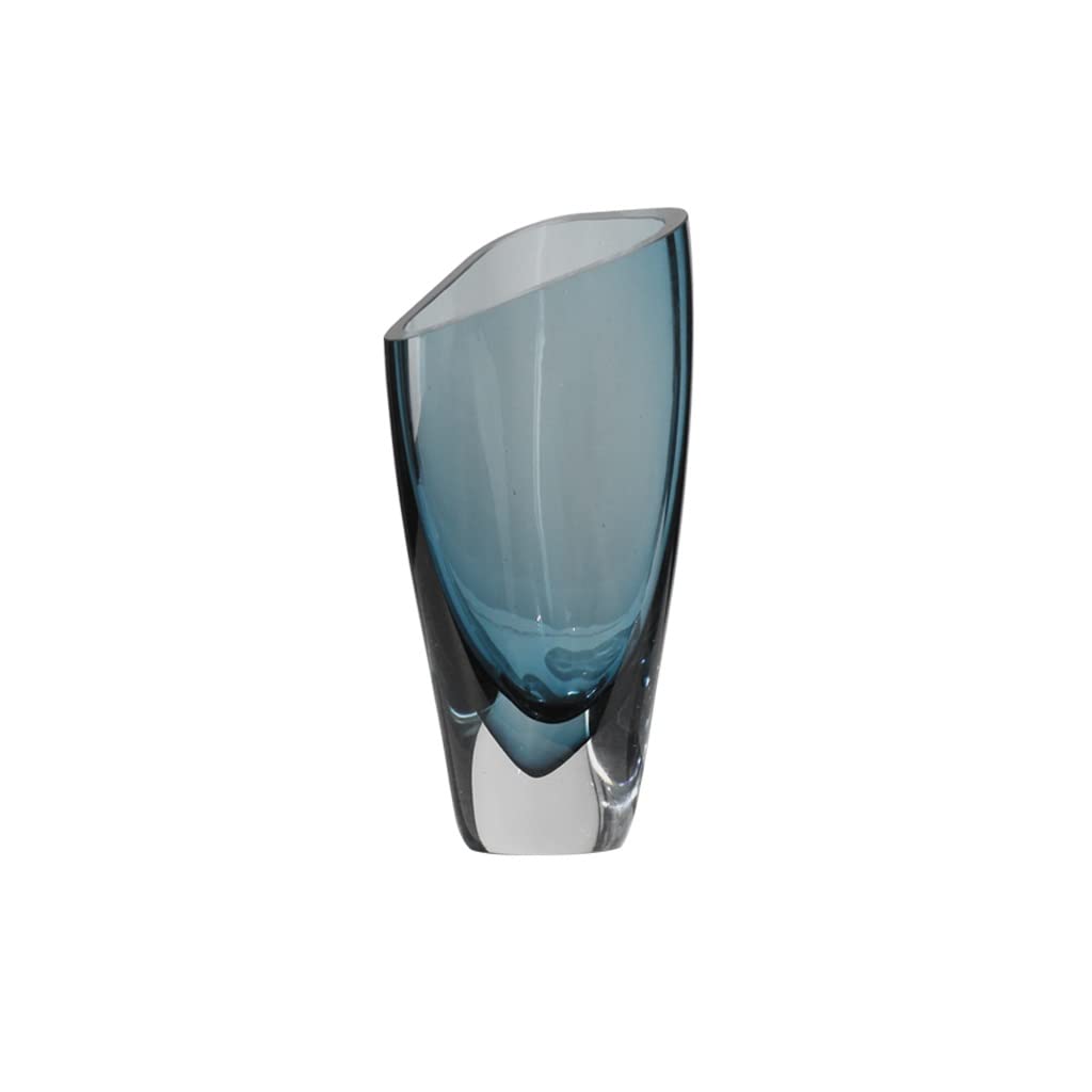 Vase de verre bleu stable pour sublimer vos bouquets de fleurs séchées sans basculer