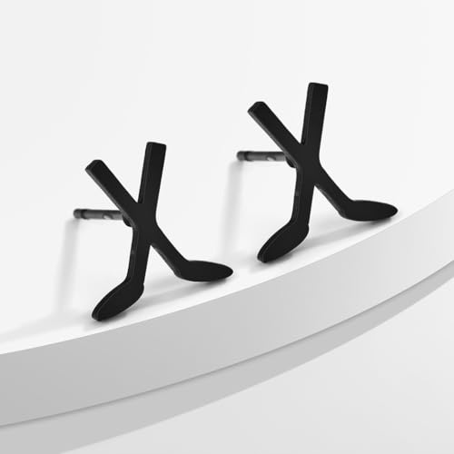 Dreuyet Tiny Ice Hockey Stick Ice Hockey Skates Stud Earrings Set for Women Men Minimalist Stainless Steel Cartilage Small Studs Earring Fashion Ice Hockey Sports Jewelry Gifts4