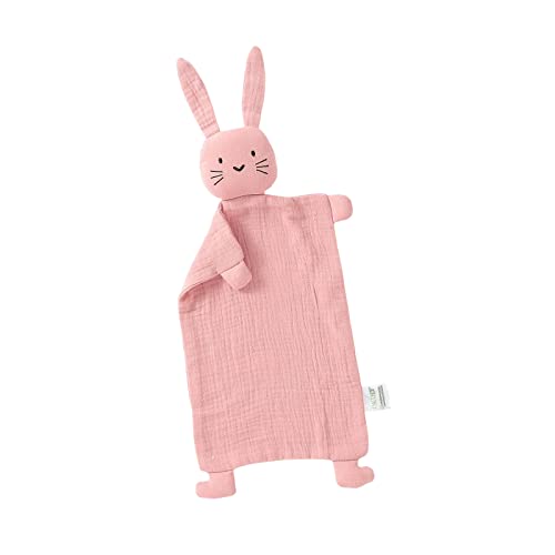 Image of okdiy Organic Cotton Bunny Loveys for Babies,Newborn Baby Lovey Security Blanket,Lovies for Babies New Born Baby Unique Neutral Gifts Boys and Girls (Bunny1-Pink)