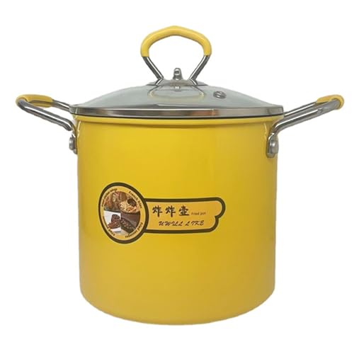Tmboryuu Sartenes pequeñas para papas fritas o cacerolas de pollo con cesta mango ergonómico ollas de cocina para uso diario