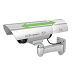 BASI-Dummy-Camera-with-Flashing-LED-Light-Dummy-Camera-Security-Camera-Indoor-and-Outdoor-Surveillance-Camera-Wall-Mount-Wireless-Silver-CCTV