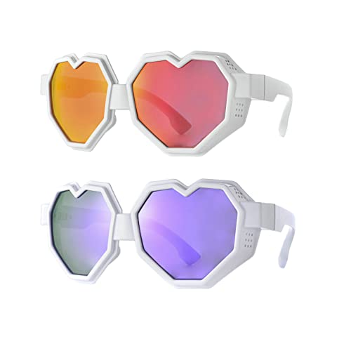 Image of laureles 2Pack Heart Shaped Goggle Y2K Sunglasses Women Fashion One Piece Oversized Love Sun Glasses Men