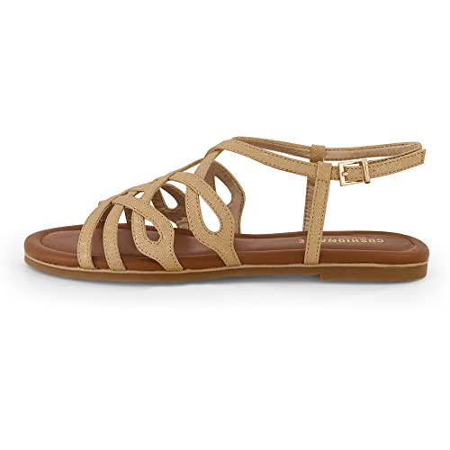 CUSHIONAIRE Women's Joanna flat sandal +Comfort Foam, Wide Widths Available2
