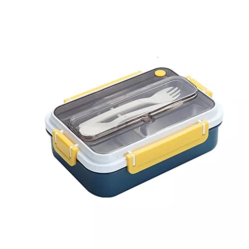 Bento Boxes Lonchera de acero inoxidable Bento Box Picnic Contenedores de almacenamiento de alimentos con tapas Vajilla (Color: Azul)