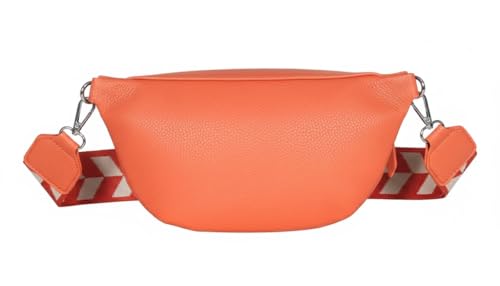 Bauchtasche Damen stylisch Umhängetasche Hüfttasche Bodybag Gürtel Crossbody Bag Schultertasche mit Verstellbaren Gurt 25 (Orange, M / 28 x 18 x 9 cm)