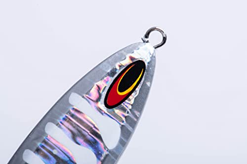Witching Hour Tackle Fish Taco Slow Pitch Jig With Free Double Assist Hook - Stripers, Tuna, Grouper, Snapper, Mahi - 3 Pack (Silver With Glow Stripes, 80 Grams (2.8 Oz)) #TOP5