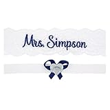 Wedding Garter for Brides Personalized Bridal Custom Garters No Slip Lace (Medium (18' - 19'), White)