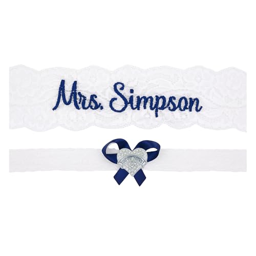 Wedding Garter for Brides Personalized Bridal Custom Garters No Slip Lace (Medium (18' - 19'), White)