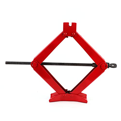 Gato de Tijera Profesional para Maletero de Coche, Herramienta de Elevación con de Hierro para Neumáticos, Color Rojo, para Exteriores (2t)