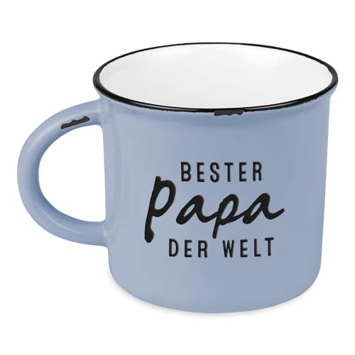 Kaffeetasse vintage| Keramik Becher zum verschenken | 400 ml | Bester Papa der Welt, Weiß