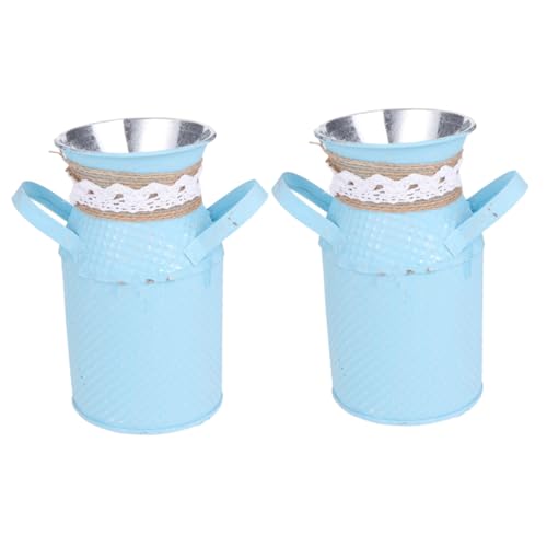 NOLITOY 2 Stück Teiliges Rustikales Metall Blumeneimer Vintage Landhausstil Pflanzkübel für Sukkulenten Vielseitiger Blumenhalter und Dekorativer Blumentopf für Wohnzimmer und Büro