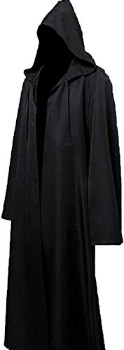 Joyshop Mens Halloween Witch Cosplay Robe Costume Adult Hooded Cloak Cape,Black,3XLarge
