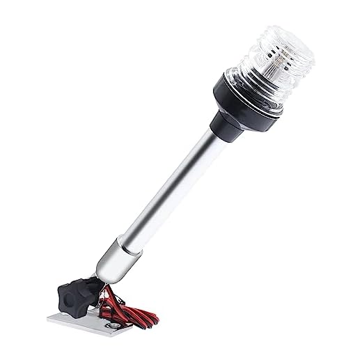 Geloo 12 Inch Boat Navigation Lights, Boat Stern Light, Boat Anchor Lights White LED Fold Down for Pontoon and Fishing Boat Yacht All Round 360° Illumination 3 Nautical Mile