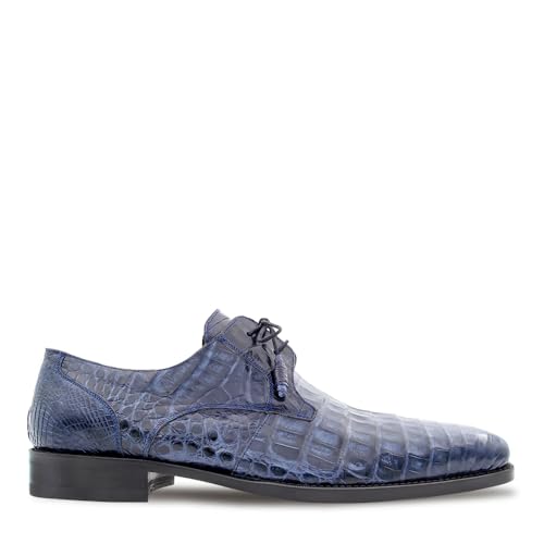 Image of Mezlan Anderson Crocodile Lace Up - Men's Genuine Crocodile Plain Toe Blucher with Memory Foam Insole - Handmade in Spain
