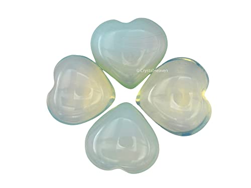 Image of Crystal Heaven Opalite Crystal Heart Palm Pebbles Stones For Anxiety Stress Relief Massage - Aaa Grade Original Healing Gemstone Agate Heart Palm Stone For Yoga Meditation Spiritual