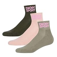 DKNY Womens 3 Pack Sports Socks Paris Cotton 3pk Pink/Khaki 4-8