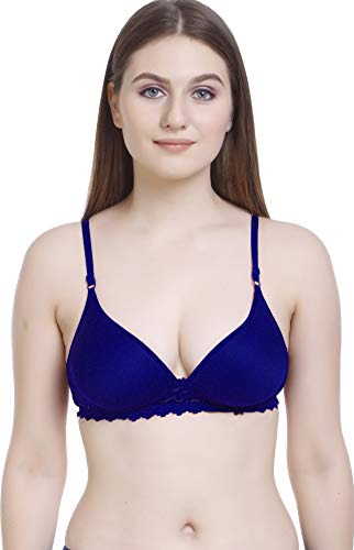 Image of FIMS - Fashion is my style Women Cotton Blend Lace Lightly Padded Bra Seamless Purple Blue Size 40B