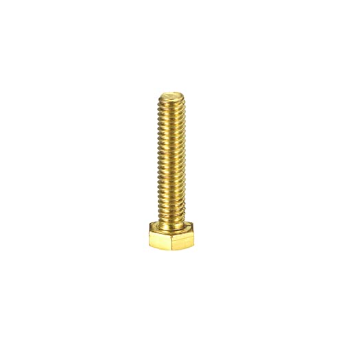 Image of uxcell Brass Hex Bolts, 5 /16-18x1-1 /2 1pcs Fully Thread Grade 4.8 Solid Brass Hexagon Head Bolt Machine Screws for Machinery