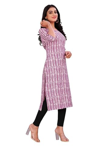 Image of Dream Beauty Fashion Women's Polyester Round Neck 3 /4 Sleeve Casual Straight Kurti (Kurti-Parent-1)