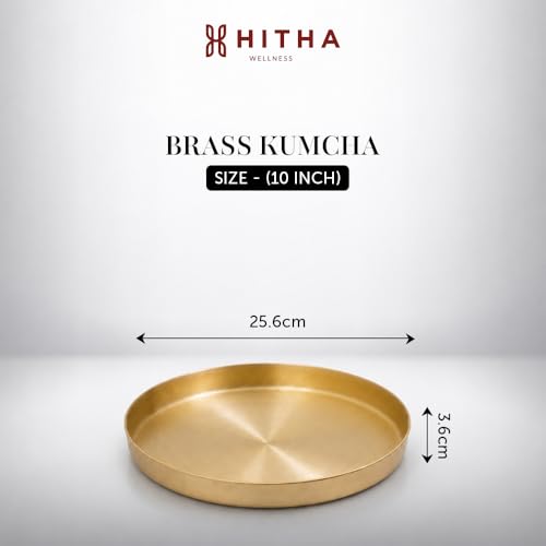 Image of Brass Kumcha Plate (10 inch) | Pure Brass Dining Thali | Traditional Elegant Serving Plate | Lightweight, Durable & Easy to Maintain | Premium Brass Plate for Daily Use & Gifting