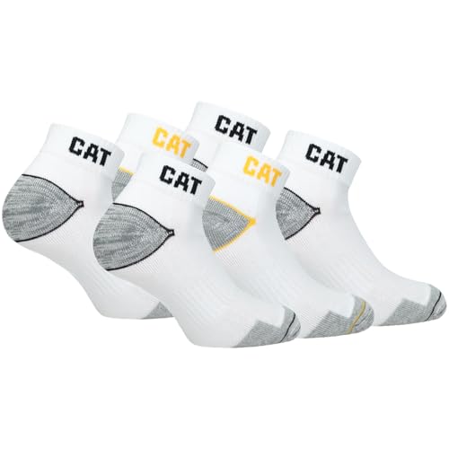 CAT Caterpillar 6 pares de zapatillas de trabajo WORK SNEAKERS de trabajo, calcetines en tallas 39-50, 6 Pares Blanco, 43-46