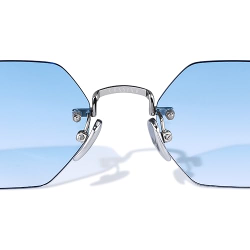 Vonne Collection Hand Detailed Luxury Hexagon Rimless Sunglasses UVA UVB Protection Style for Men and Women3