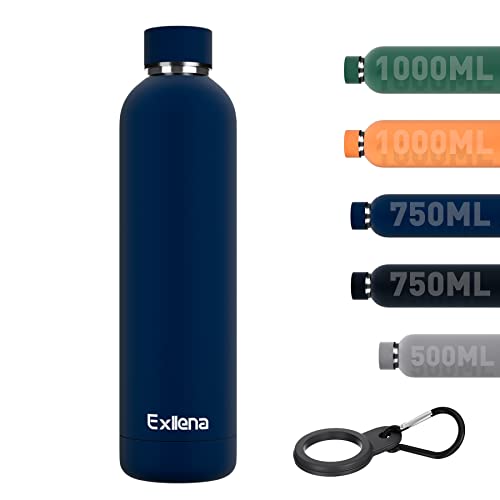 Exllena 1L Insulated Water Bottle, Dark Blue
