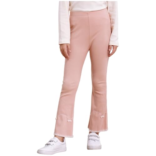Kids Girl's Elastic Waisted Flare Leg Pants Ruffle Leggings Stretchy Bootcut 2-12 Years2