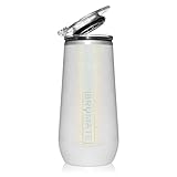 BrüMate 12oz Insulated Champagne Flute With Flip-Top Lid - Made With Vacuum Insulated Stainless Steel (Glitter White)