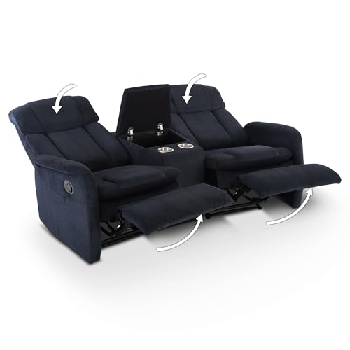 Raburg Kinosessel, 2er-Fernsehsessel mit Relaxfunktion & Liegefunktion, mechanisch, für 2 Personen, Taschenfederkern-Polsterung, Belastbarkeit je Sitzplatz 150 kg, Maxx, Cord-Mikrofaser|Nachtblau – Bild 6
