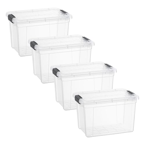 Image of Superio 8.7 Quart Clear Plastic Storage Boxes with Lids, Stackable Organizer Containers, BPA-Free Storage Bins for Home, Office, School & Dorm, 4 Pack