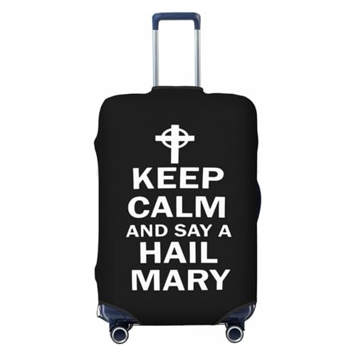 Keep Calm and Say A Hail Mary Religion Travel Luggage Cover Suitcase Protector Fits 29-32 Inch Case(Black,XL)