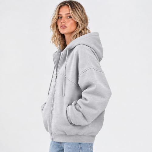 Hooded Zip Up Sweatshirt Women Fleece Oversized Hoodie with Pockets - image 5