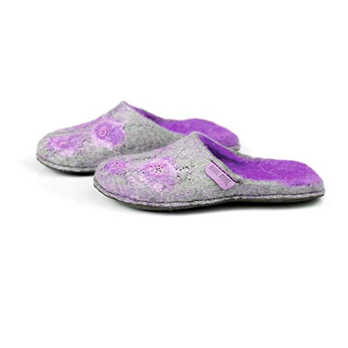 Burebure Ladies Slip On Wool Slippers Viola Made By Hand thumb #6
