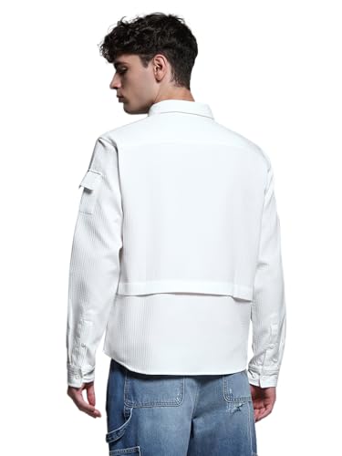 Image of Jack & Jones Men Polyester Opaque Regular Fit Casual Shacket Shirt
