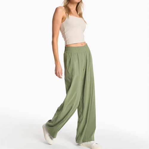 Womens Wide Leg Pants Summer Flowy Palazzo Casual High Waist Elastic Pants Beach Vacation Trousers with Pockets3