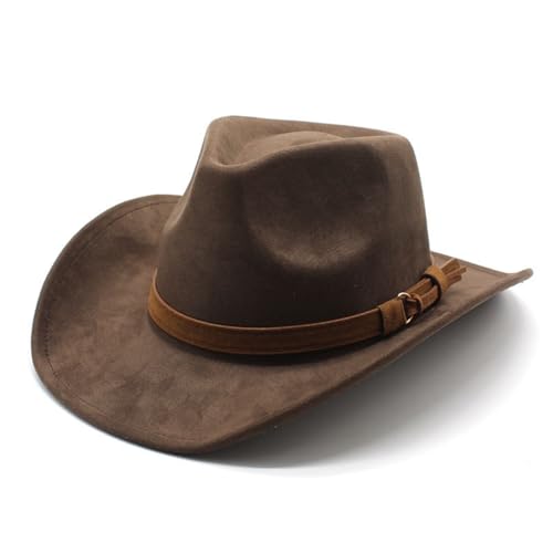 Cowboyhut für Damen Herren Westernhut Cowgirl-Hut Filz Cowboyhüte Fedora Hut Breiter Krempe mit Band Jazzhut (DE/NL/SE/PL, Alphanumerisch, Einheitsgröße, Braun) Cowboyhut für Damen Herren Westernhut Cowgirl-Hut Filz Cowboyhüte Fedora Hut Breiter Krempe mit Band Jazzhut (DE/NL/SE/PL, Alphanumerisch, Einheitsgröße, Braun)