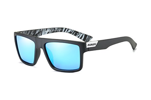 DUBERY Mens Sport Polarized Sunglasses Outdoor Riding Square Windproof Eyewear, #6, Frame width:141mm