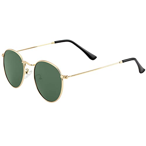 Image of Kursan Small Round Metal Polarized Sunglasses for Men Women Mirrored Lens Classic Circle Sun Glasses