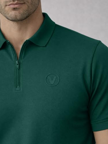 Image of Veirdo Men's Regular Fit Interlock Polo T-Shirt, Cotton Fabric, Half Sleeves,Stylish Collared Neck, Perfect for Casual and Office Wear, Soft, Comfortable (S-2XL)
