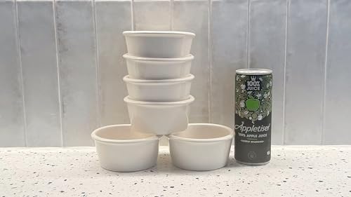 Traditional Handmade Ceramic Souffle/Creme Brulee Ramekin Dishes - Set of 6 185ml Plain Off White Colour - Image 6