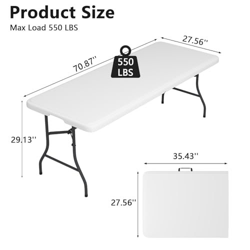 Table en plastique robuste 1m80 avec structure en acier et poignée - 4