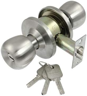 Silver Tone Cylinder Metal Lockable Ball Knob Door Lock w 3 Keys (4f5ace559b9c939dfb6d8e0207deaca5)