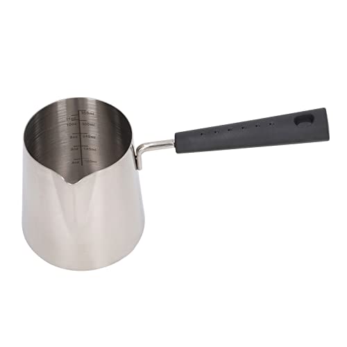 Turkish Coffee Pot, Stainless Steel Butter Warmer Milk Boiling Pot Saucepan Pan Mini Saucepan with Pouring Spout Milk Warmer Pot(350ML)