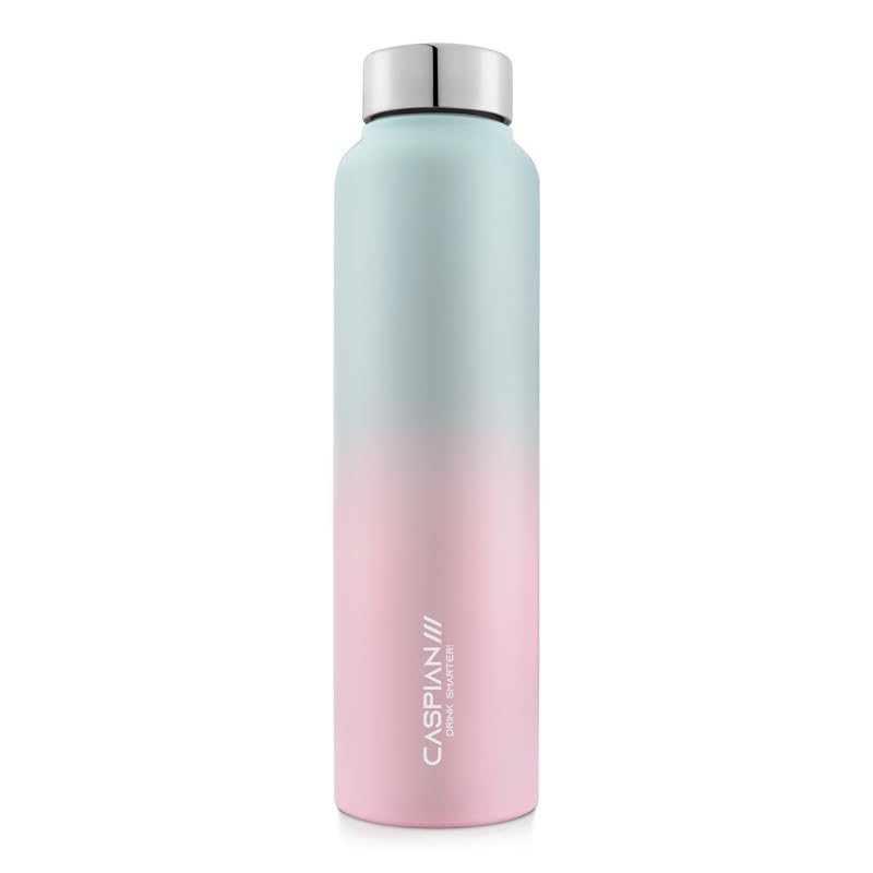 Caspian Astra Stainless Steel Water Bottle 1 ltr (Litre) for Fridge, Home, Office, School, Gym-Ideal for Adults, Men, Women, Kids, Boys, Girls-1000ml Leakproof, Rust free, Eco-Friendly, Cotton Candy