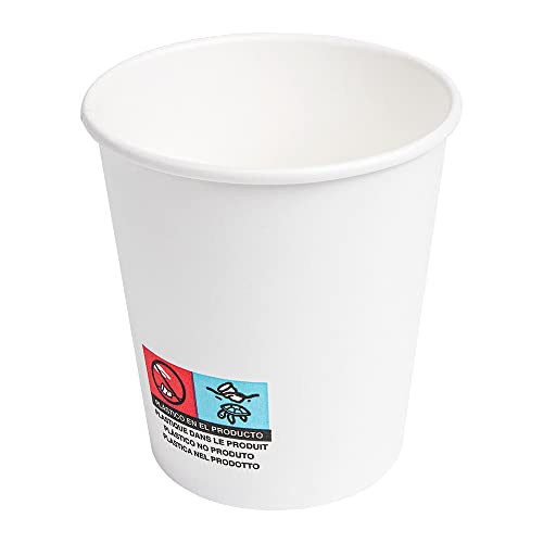50 unidades - Vasos Bebidas Calientes 1 Pared 180 Ml 260 + 18 Pe G/M2 Ø7,2/5,3X7,8 Cm Blanco Cartoncillo