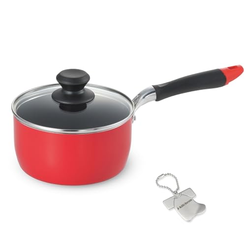 J-kitchens 片手鍋 16cm 強化 ガラス蓋付 ガス IH対応 ゴールドマーブルふっ素樹脂加工 オリジナル カンキリくんT 付