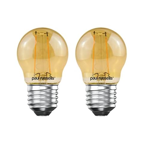 paul russells LED Filament Golf Ball Light Edison Screw E27, 20W Equivalent G45 Bulb, 2.5W 200LM LED 2200K Amber Lamps, Home Ceiling Chandelier Energy Saving Lightbulbs, Pack of 2 Cover
