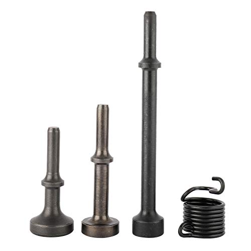 4 pcs Air Hammer Bits Accessories Including 3pcs 0.401\'\' (10mm) Shank Pneumatic Chisel Air Hammers and 1pc Spring